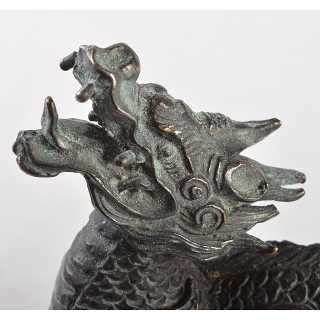 中国 古銅青銅 神獣 置物 時代箱付 V R5200