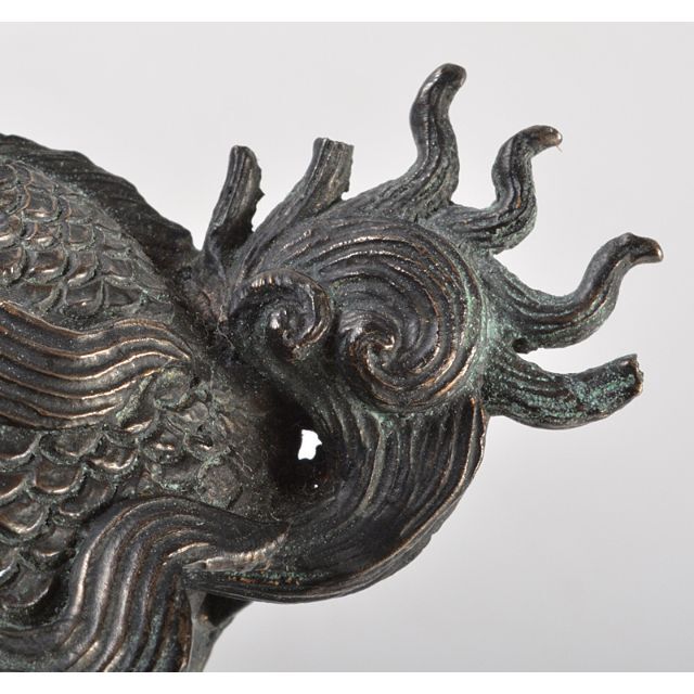 中国 古銅塗金 神獣 置物 重さ約2173g R1061 - 金属工芸