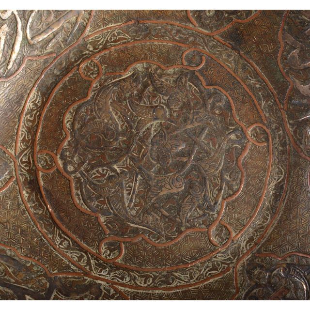 中国 チベット 古銅鍍金象嵌 饕餮文 皿
