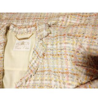 グレースコンチネンタル ラメ混 ツィ-ド チェスターコート イエロー