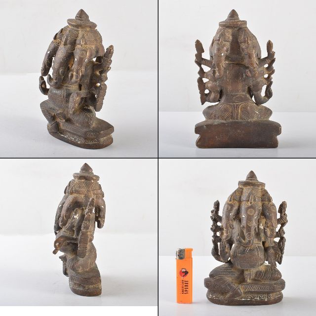 仏教美術 古銅 インド神 5面ガネーシャ象神 置物 M R5207 仏教美術 古銅 インド神 5面ガネーシャ象神 置物 M R5207
