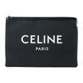 新品 セリーヌ CELINE クラッチバッグ コットン/レザー ブラック