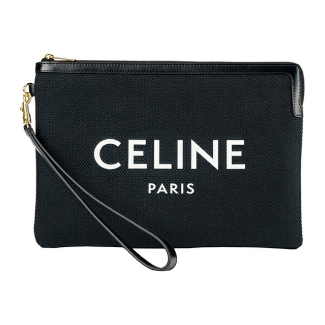 新品 セリーヌ CELINE クラッチバッグ コットン/レザー ブラック