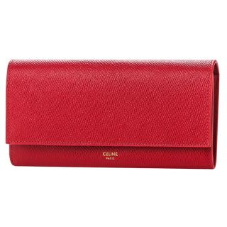 セリーヌ(celine)の新品 セリーヌ CELINE 長財布 グレインドカーフスキン レッド 赤(財布)