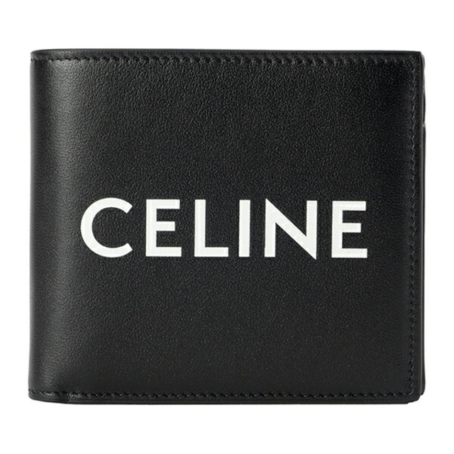 celine - 新品 セリーヌ CELINE 2つ折り財布 ロゴ レザー ブラック