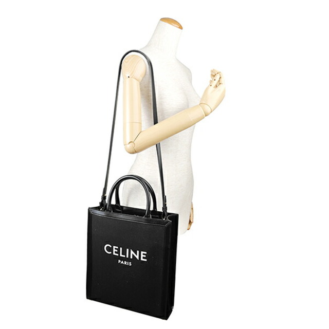 新品 セリーヌ CELINE トートバッグ コットン/レザー ブラック 黒 新品 セリーヌ CELINE トートバッグ コットン/レザー ブラック 黒