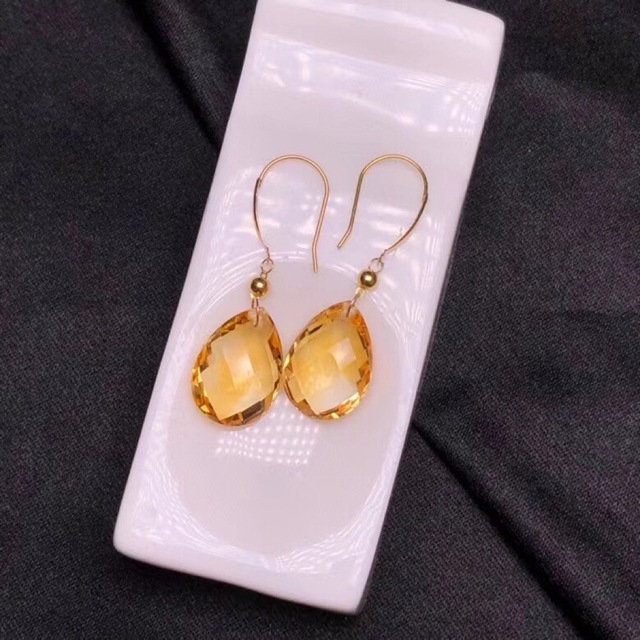 ⭐︎【天然】シトリン ピアス k18 14x10x5.6mm - ピアス