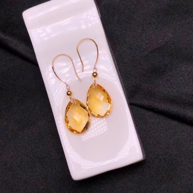 ⭐︎【天然】シトリン ピアス k18 14x10x5.6mm