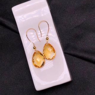 人気商品】 ⭐︎【天然】シトリン ピアス k18 13.9x9x5.6mm ピアス