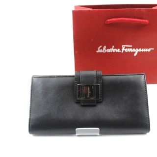 ✨極美品✨ Salvatore Ferragamo 長財布 プレート ブラック