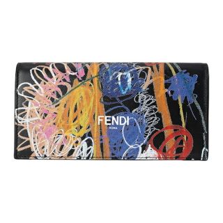 フェンディ(FENDI)の新品 フェンディ FENDI 長財布 ブラックレザー ネロ/マルチカラー(財布)