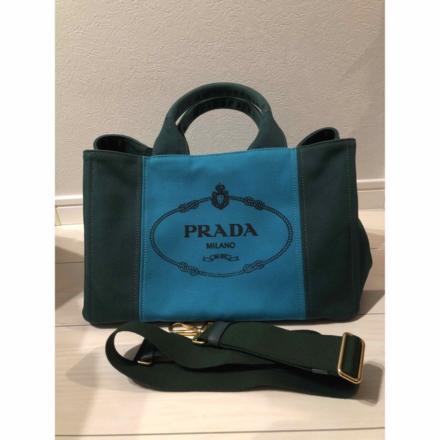 PRADA カナパ　バイカラー　Sサイズ型崩れ無し