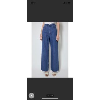 マウジー(moussy)のmoussy COTTON LINEN WIDE STRAIGHT デニム　24(デニム/ジーンズ)