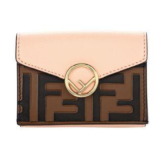 フェンディ(FENDI)の新品 フェンディ FENDI 3つ折り財布 エフ イズ フェンディ ブラウン 茶 ピンク(財布)