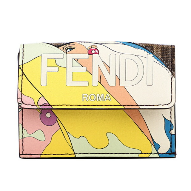 新品 フェンディ FENDI 3つ折り財布 ローマ ブラウン 茶 マルチ