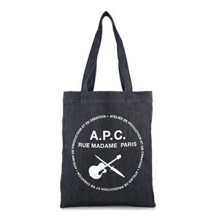 アーペーセー(A.P.C)の新品 アーペーセー A.P.C. トートバッグ ギターポワニャール ブルー系 青 ホワイト 白(トートバッグ)