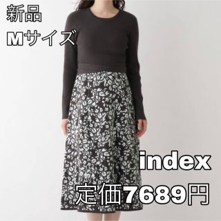 インデックス(INDEX)の2996☆index☆ボタニカルパターンジャカードニットワンピース(ひざ丈ワンピース)