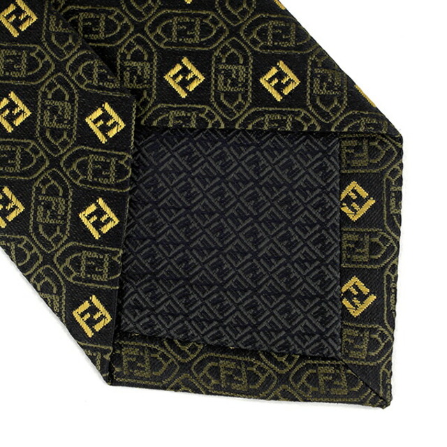 FENDI(フェンディ)の新品 フェンディ FENDI ネクタイ シルクタイ ブラック 黒 イエロー系 メンズのファッション小物(ネクタイ)の商品写真