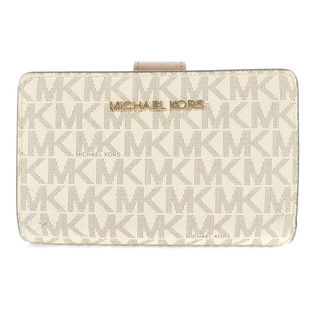 マイケルコース(Michael Kors)のマイケルコース 財布 二つ折り財布 ロゴ 茶色 白(財布)