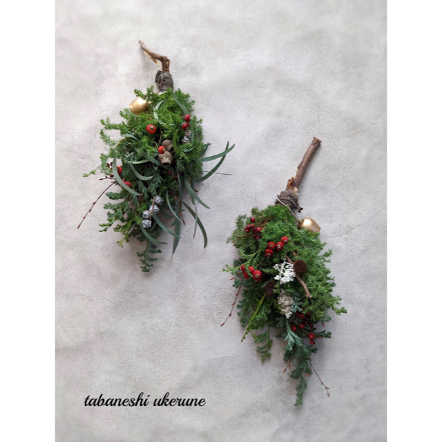 野薔薇やローズヒップを針葉樹と紡いだ お正月 クリスマス リース ドライフラワー