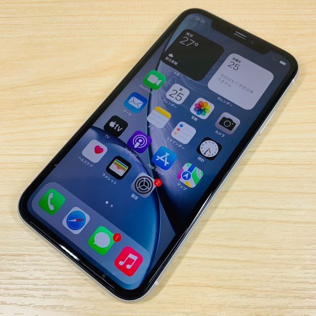 スマホ/家電/カメラﾊﾞｯﾃﾘ-100% 美品 SIMﾌﾘｰ iPhoneXR 128GB P45