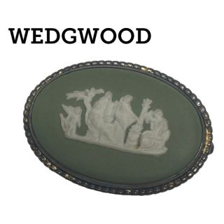 ウェッジウッド(WEDGWOOD)のWEDGWOOD ジャスパー グリーン ゴールド ブローチ 金 ウエッジウッド(ブローチ/コサージュ)