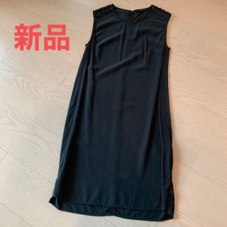 オールセインツ(All Saints)の新品　黒　半袖　ワンピース　膝丈　シンプル　無地　セレブ　スカート  着痩せ(ひざ丈ワンピース)