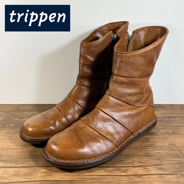 ブーツ 希少 trippen piIlow brown トリッペン サイドジップ ブーツ
