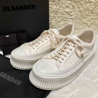 ジルサンダー(Jil Sander)の箱付✨美品✨ジルサンダー プラットフォームスニーカー  レザー ホワイト 40(スニーカー)