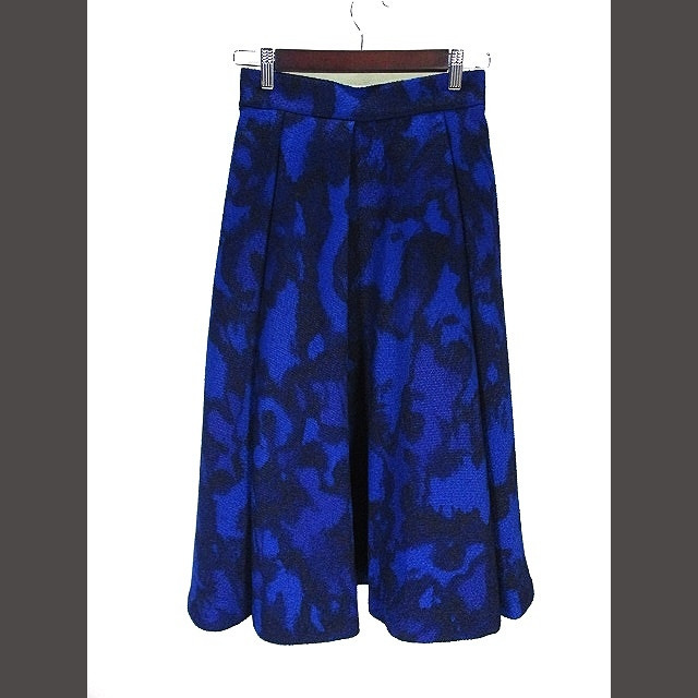 FRAY I.D(フレイアイディー)のフレイアイディー モールプリント フレア スカート 厚手 ブルー 青 総柄 0 レディースのスカート(ロングスカート)の商品写真