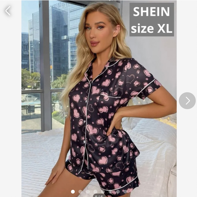 ★SALE★☆新品未使用☆  SHEIN  ハートプリントパジャマ レディースのルームウェア/パジャマ(パジャマ)の商品写真