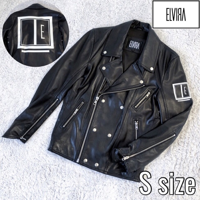 エルヴィラ ELVILRA ダブルライダースジャケット ラムレザー ブラック