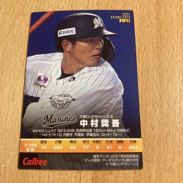 千葉ロッテマリーンズ(チバロッテマリーンズ)の中村奨吾　プロ野球チップス　レアカード　千葉ロッテマリーンズ エンタメ/ホビーのタレントグッズ(スポーツ選手)の商品写真