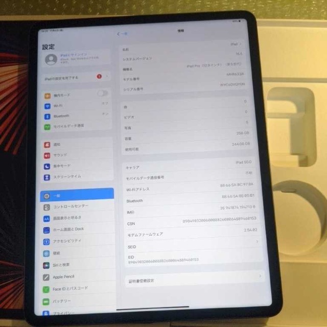 美品 simフリー 第5世代 ipad pro 12.9インチ 256gb