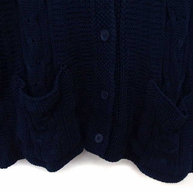 LANCEL(ランセル)のランセル カーディガン ニット ステンカラー リブ ケーブル編み 長袖 M 紺 レディースのトップス(カーディガン)の商品写真