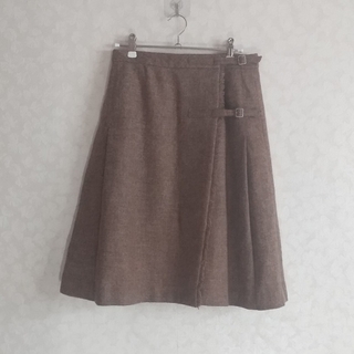 ジュンコシマダ(JUNKO SHIMADA)のウール 巻きスカート ブラウン(ひざ丈スカート)