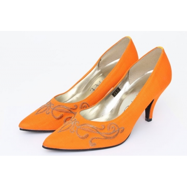 プチフィルズ パンプス ポインテッドトゥ 刺繍 日本製 シューズ 靴 レディース 23cmサイズ オレンジ Petit Fils レディースの靴/シューズ(ハイヒール/パンプス)の商品写真