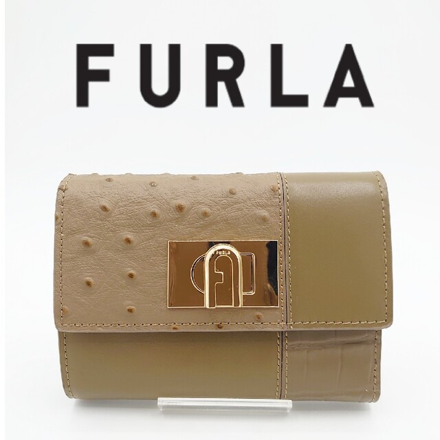 【キズあり】FURLA フルラ ３つ折り 財布 カーキブラウン-