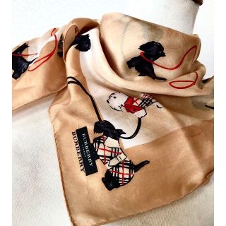 バーバリー(BURBERRY)の稀少柄　Burberry バーバリー大人気可愛い犬柄ミニスカーフハンカチ★膝掛け(ハンカチ)