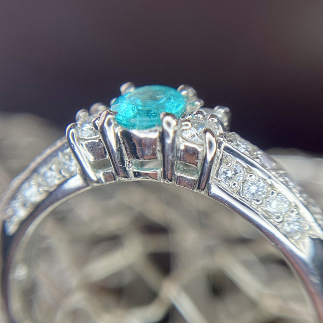 『専用です』天然パライバトルマリン ダイヤモンド計0.65ct中宝研ブラジル産証 レディースのアクセサリー(リング(指輪))の商品写真
