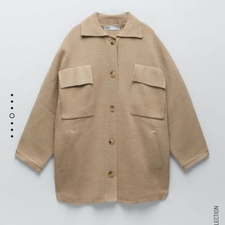 ザラ(ZARA)のZARA ポケット付きニットシャツジャケット(ニットコート)