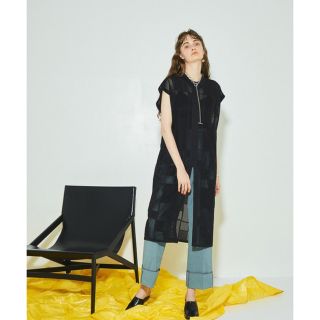 PUBLIC TOKYO - PUBLIC TOKYO ブロックメッシュジレワンピースの通販