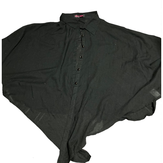 【5日間限定出品】黒シャツ　綿　カジュアルシャツ　羽織　 レディースのトップス(シャツ/ブラウス(長袖/七分))の商品写真