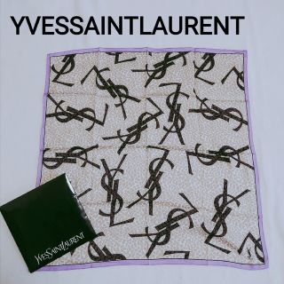 イヴサンローラン(Yves Saint Laurent)の新品 イヴサンローラン ビックロゴレオパード柄ハンカチ スカーフ ヴィンテージ(バンダナ/スカーフ)