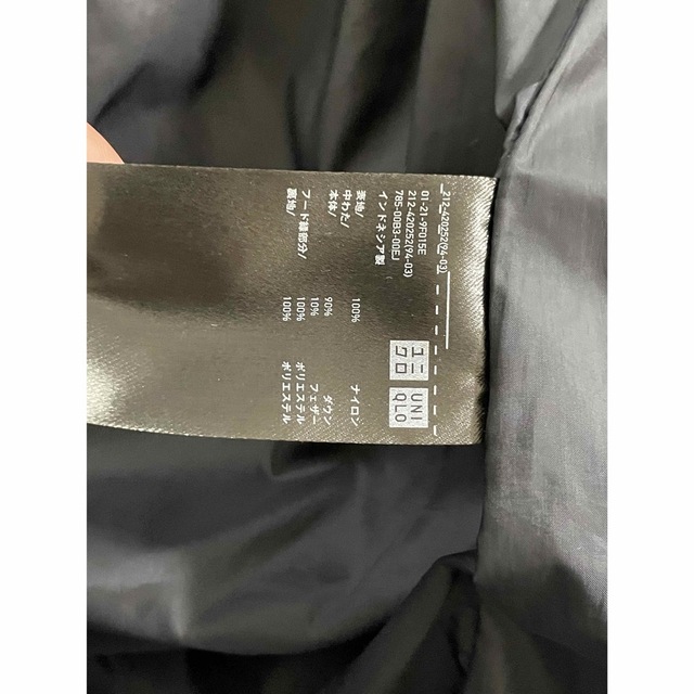 UNIQLO(ユニクロ)のUNIQLO シームレスダウンロングコート　ブラック　Lサイズ レディースのジャケット/アウター(ダウンコート)の商品写真