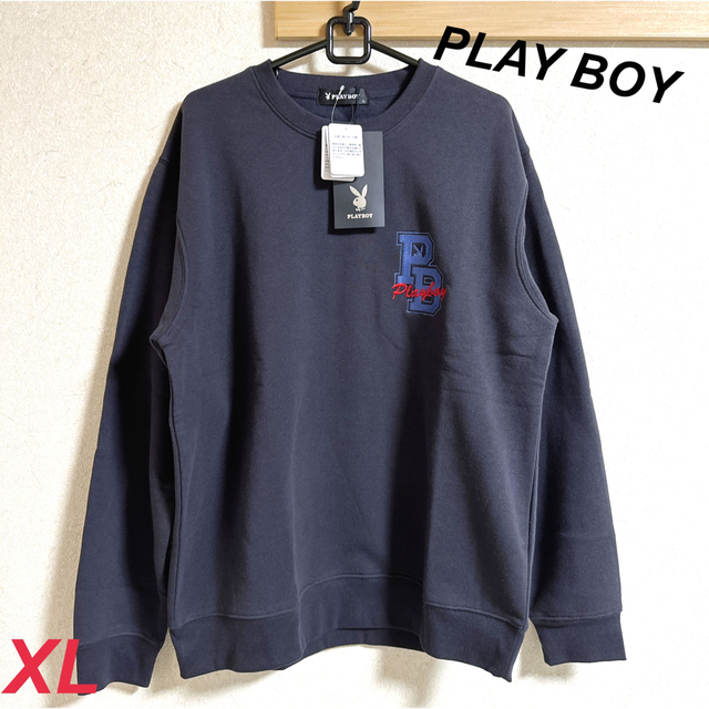 PLAYBOY(プレイボーイ)の新品　プレイボーイ　メンズ　裏起毛　スウェット　チャコール　XL メンズのトップス(スウェット)の商品写真