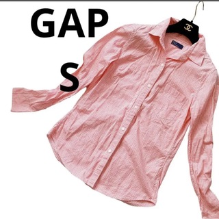 ギャップ(GAP)のGAPギャップ　オレンジギンガムチェック長袖シャツ　S(シャツ/ブラウス(長袖/七分))