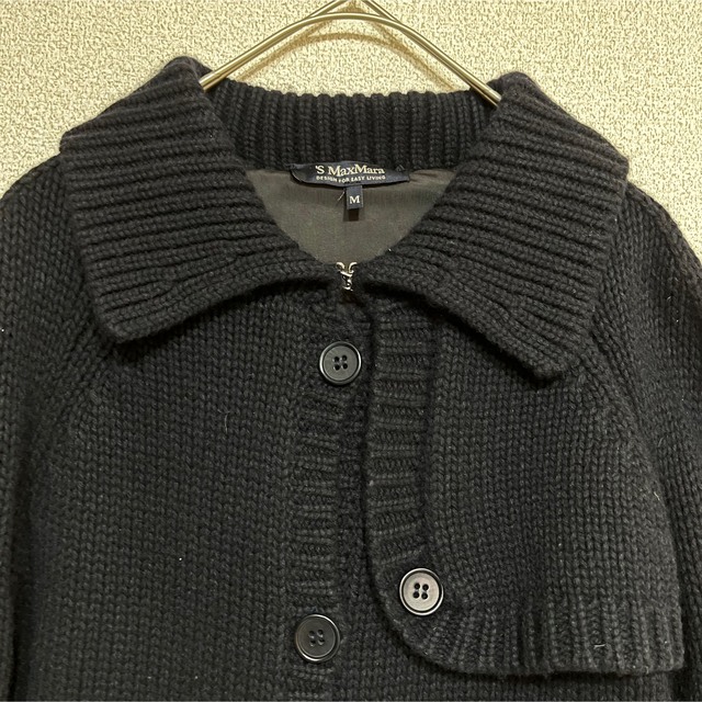 美品✨'S MaxMara カシミヤ混 ニットカーディガン フード チャコールM