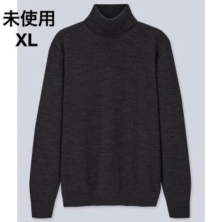 ユニクロ(UNIQLO)の未使用 XL エクストラファインメリノ タートルネックセーター ダークグレー(ニット/セーター)