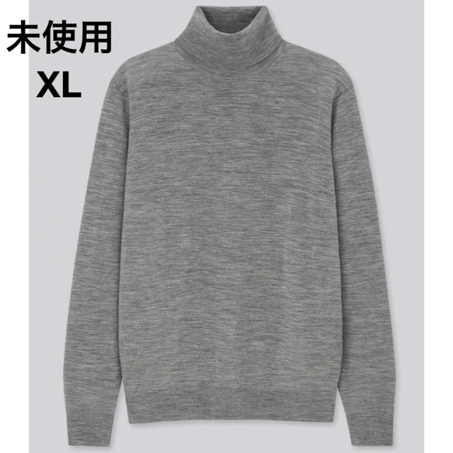 UNIQLO(ユニクロ)の未使用 XL ウール エクストラファインメリノ タートルネックセーター　グレー メンズのトップス(ニット/セーター)の商品写真